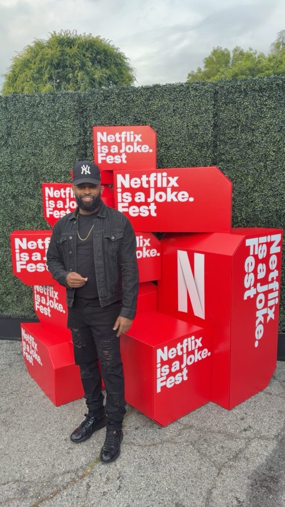 Trevor Queen at the Netflix Is A Joke Fest step-and-repeat in Los Angeles